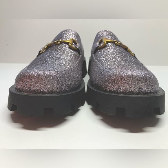Women’s Chunky Platform Loafers, Size 10, Pinkish-Silver Glitter, Slip Ons, NWOT - Picture 3 of 9